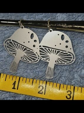 Silver Mushroom Cutout Dangle Earrings